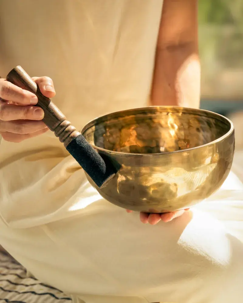 Singing bowl used in a healing session